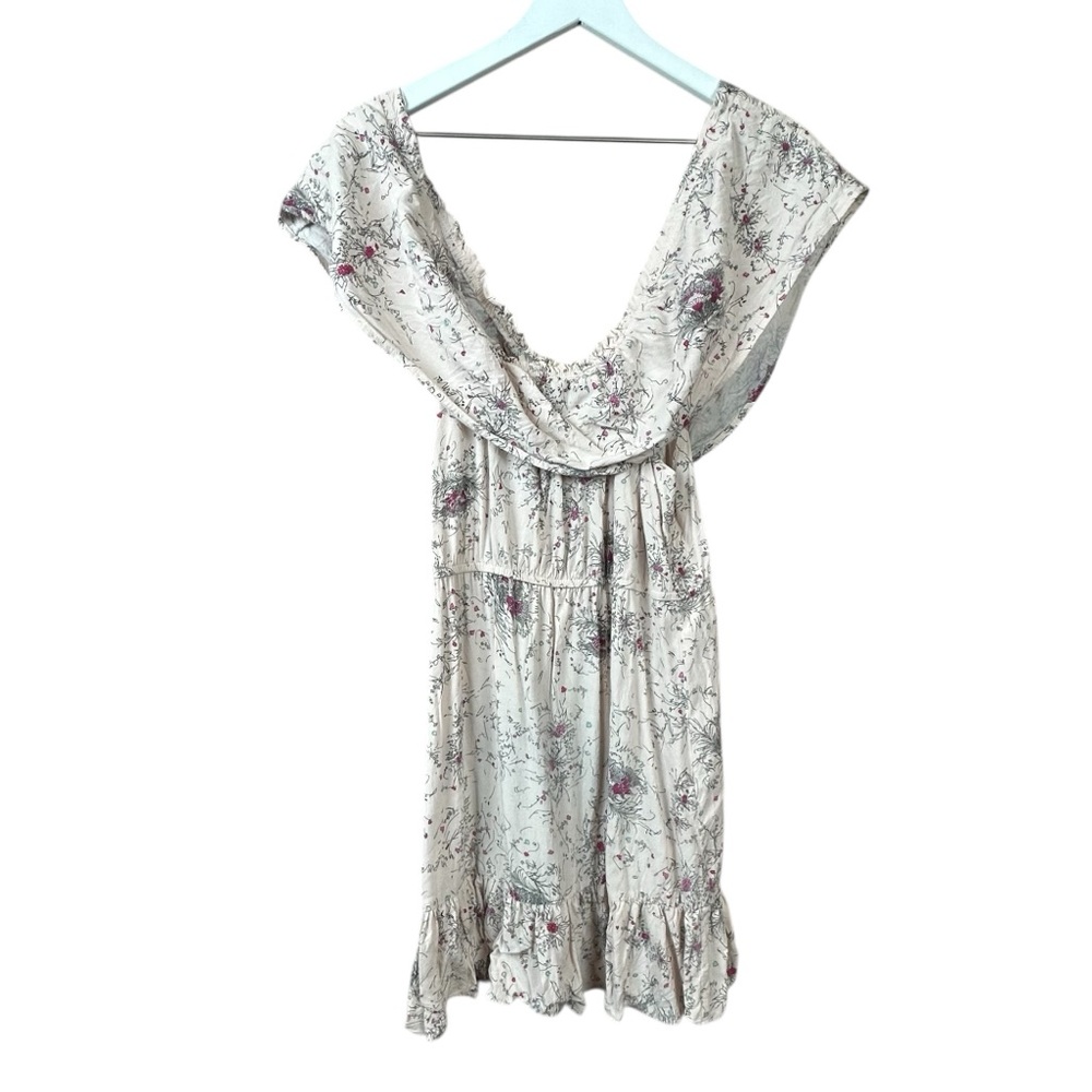 Kieu’s Floral Off Shoulder Pale Pink Dress Women Sz M